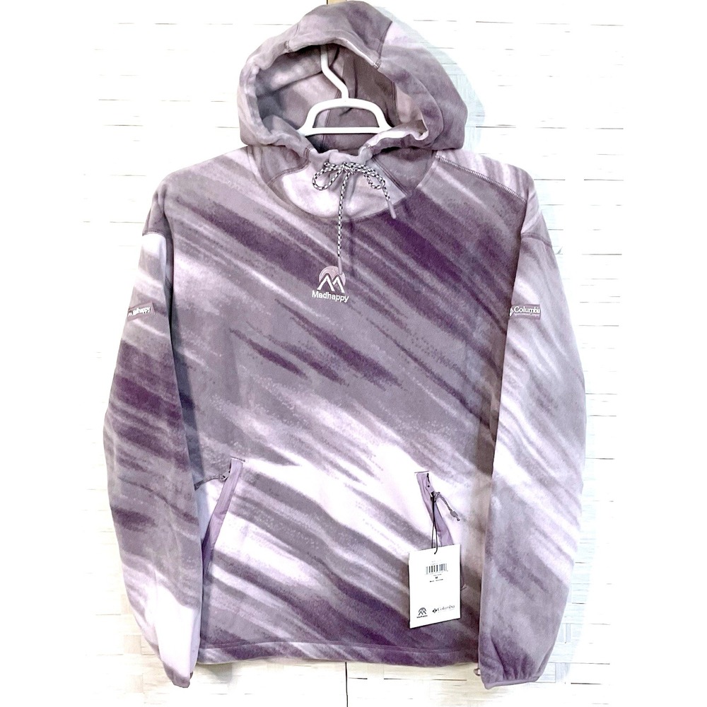 Columbia Madhappy Fleece Hoodie Pullover Tie Dye Purple Gray NWT